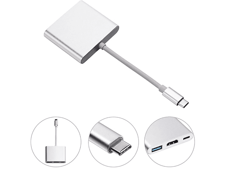 DAYTONA FC01 3 in 1 Type C HDMI USB Multi Adaptör Silver_2