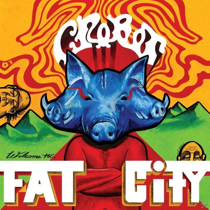 A 'Crobot' album borítója. Egy háromfejű kék disznó piros testtel. A háttérben piros és narancssárga hullámvonalak vannak.