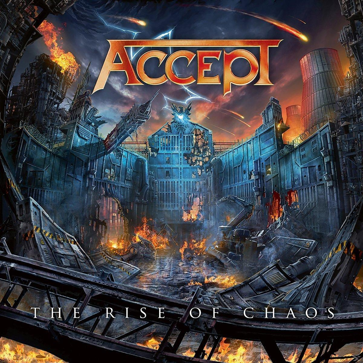 Album borító egy futurisztikus várossal lángokban, a zenekar neve: 'Accept'.