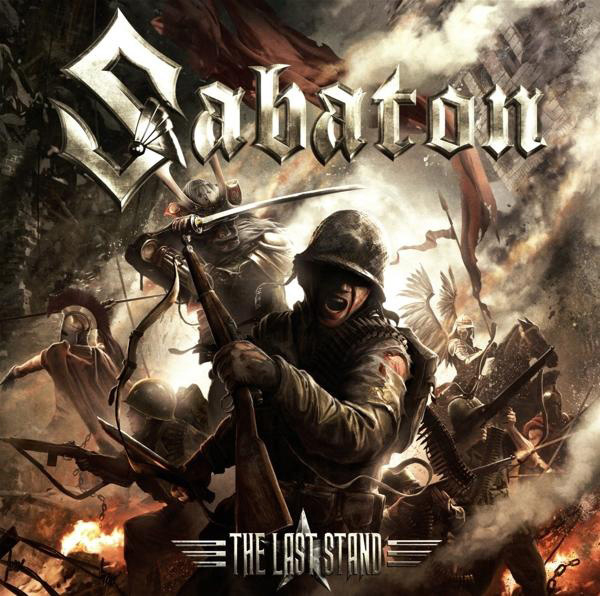 Albumcover. Eine Kampfszene mit Soldaten, Explosionen und einem Logo oben.