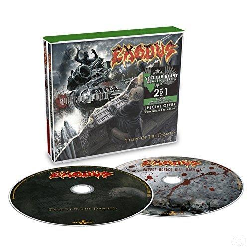 Exodus-Albumcover. 2 CDs in einer Box mit Bildern von Bandmitgliedern und Totenköpfen.