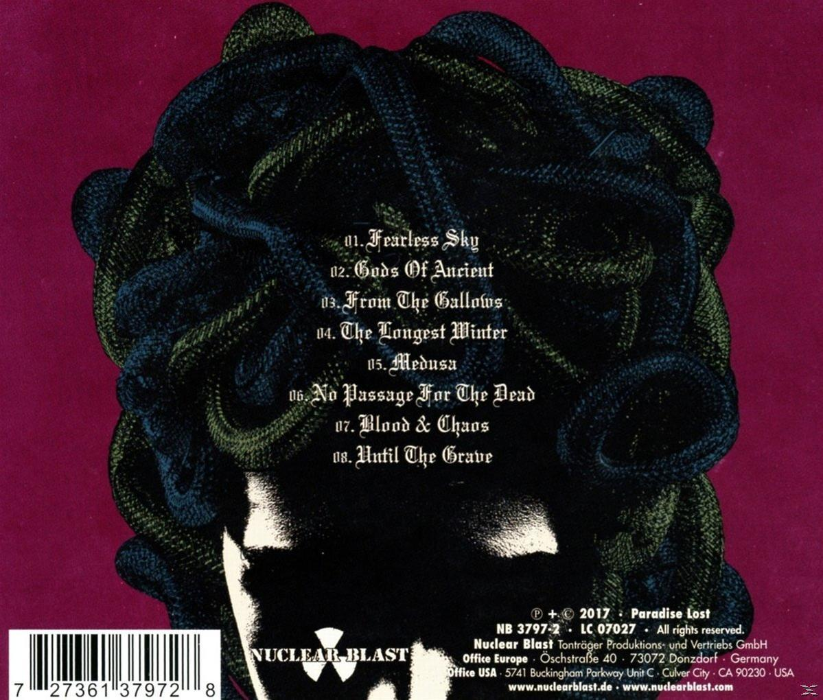 CD-Cover mit einem Medusa-Bild. Der Hintergrund ist dunkelviolett und der Text ist weiß.