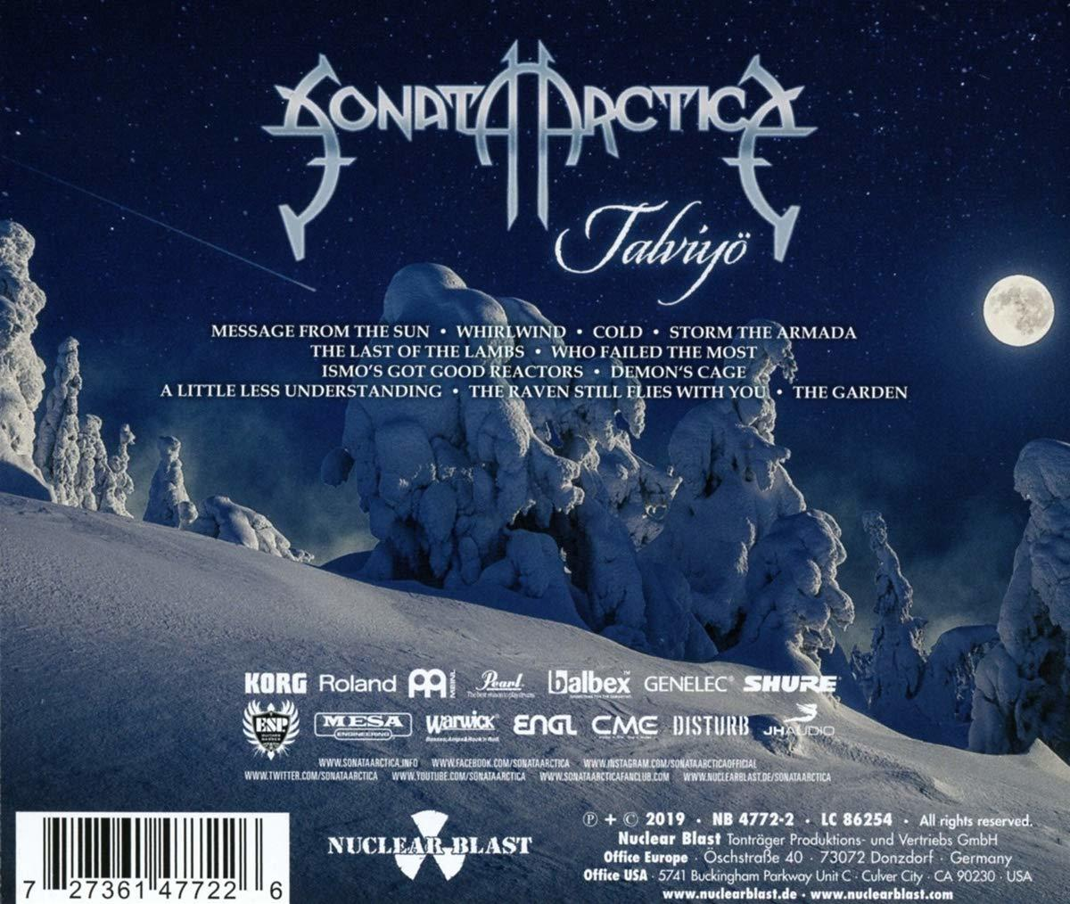 Albumcover mit verschneiter Landschaft unter Sternenhimmel und Vollmond, mit Bandnamen und Songtiteln.