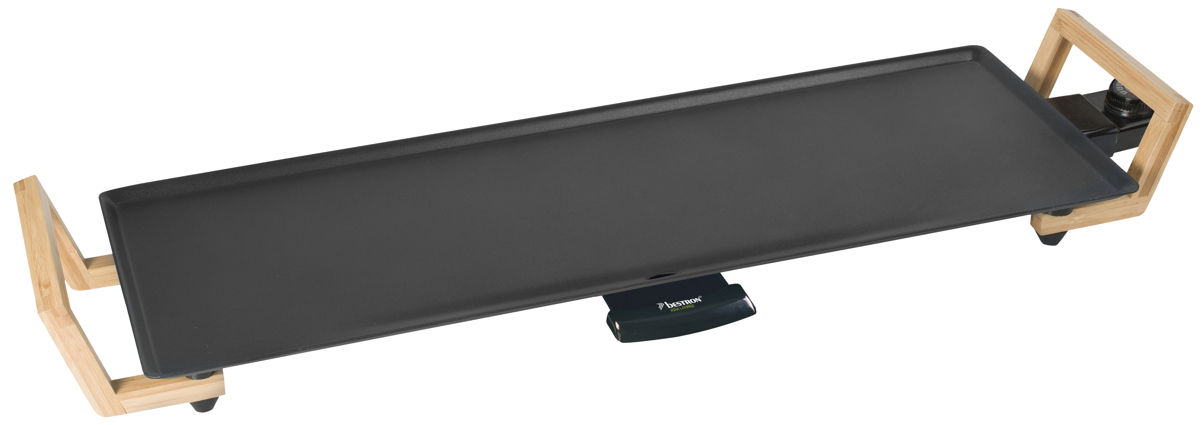 BESTRON ABP603BB Teppanyaki Grillplatte XL Elektrogrill, Schwarz/Bambus (1800 Watt)