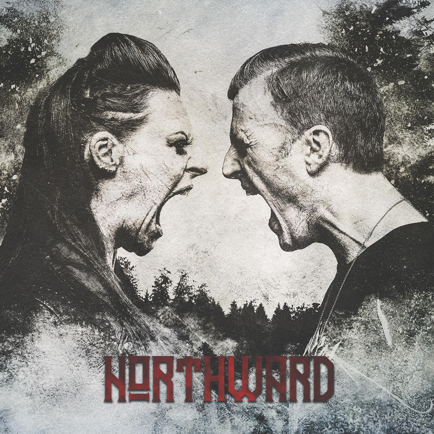 Albumcover mit zwei sich anschreienden Personen, mit dem Bandnamen 'NORTHWARD'.