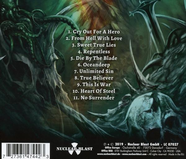 Albumcover mit Trackliste, Totenkopf und Tentakeln.