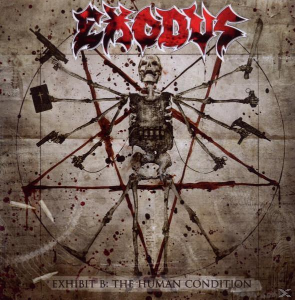 Albumcover: Skelett mit Waffen, umgeben von Pentagramm. Titel: 'Exhibit B: The Human Condition'.