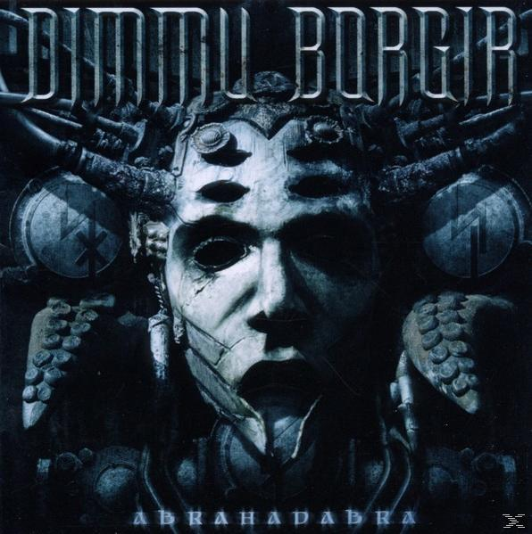 Albumcover: Gesicht mit Hörnern und Symbolen mit Albumtitel und Bandnamen.