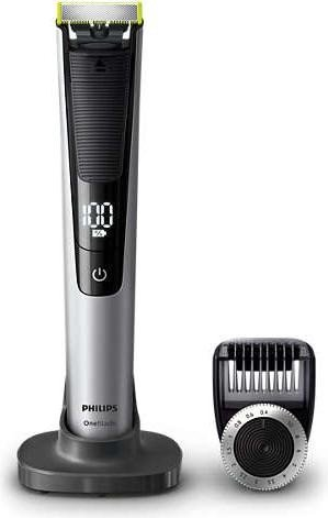 PHILIPS OneBlade Pro QP6520/60 Trimmen, Stylen, Rasieren (14 Stufen) + Ersatzklinge, silber Barttrimmer QP6520 mit Ersatzklinge