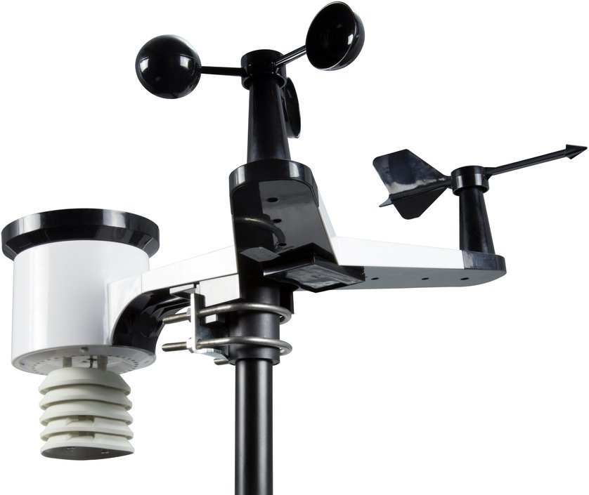 A projector with a flexible cable and a stand, viewed from the rear.