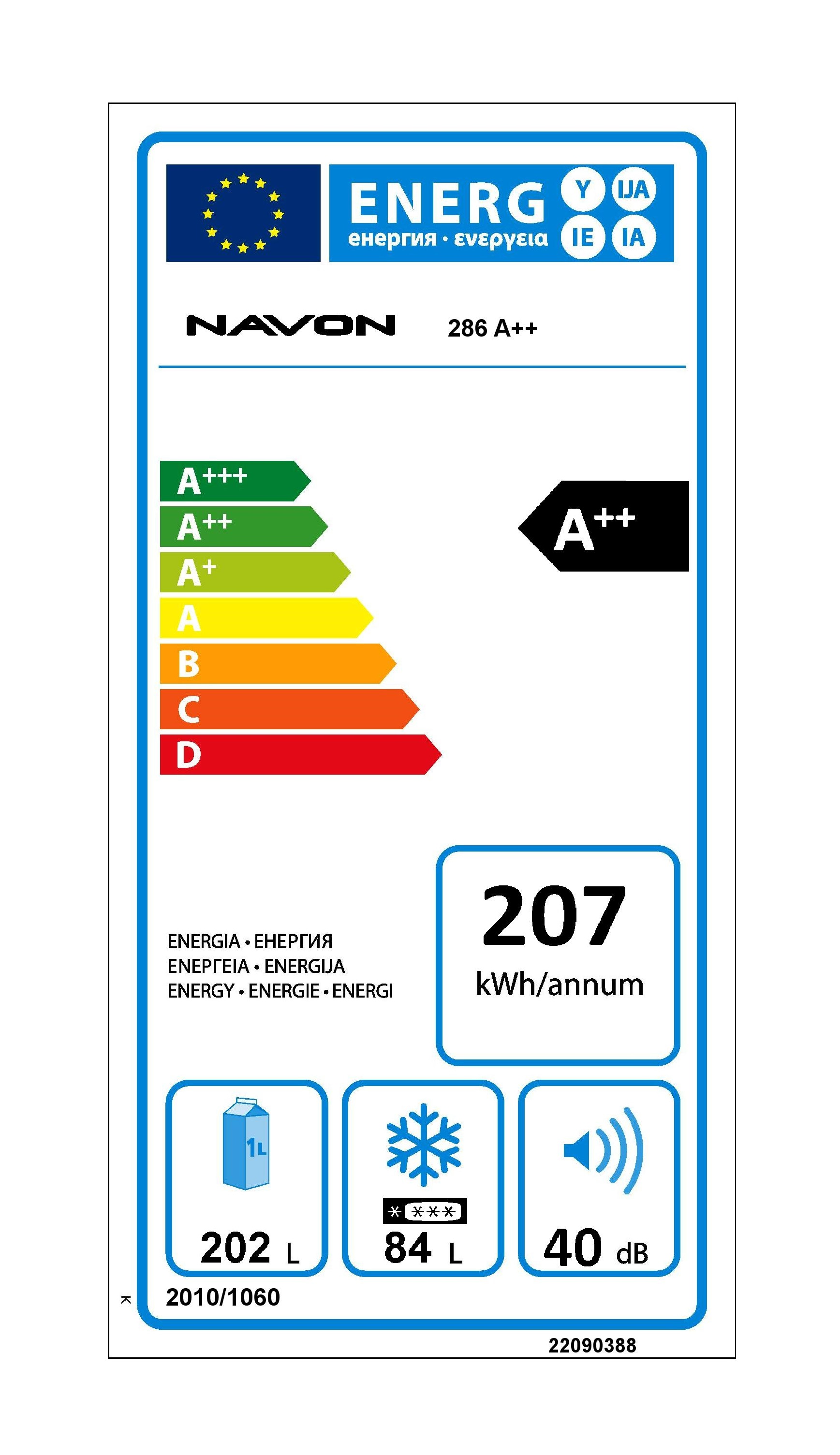 NAVON 286 X A+286 A+ kombinált hűtőszekrény