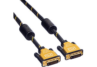 ROLINE 11.88.5511 - DVI Kabel, 1 m, Schwarz/Gold