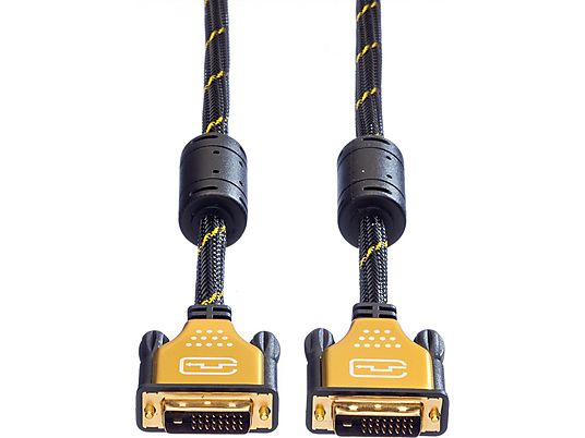 ROLINE 11.88.5511 - Câble DVI, 1 m, Noir/Or