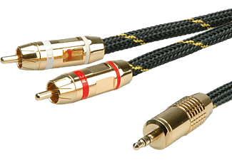 ROLINE 11.88.4273 - Câble RCA vers 3.5mm, 2.5 m, Noir/Or