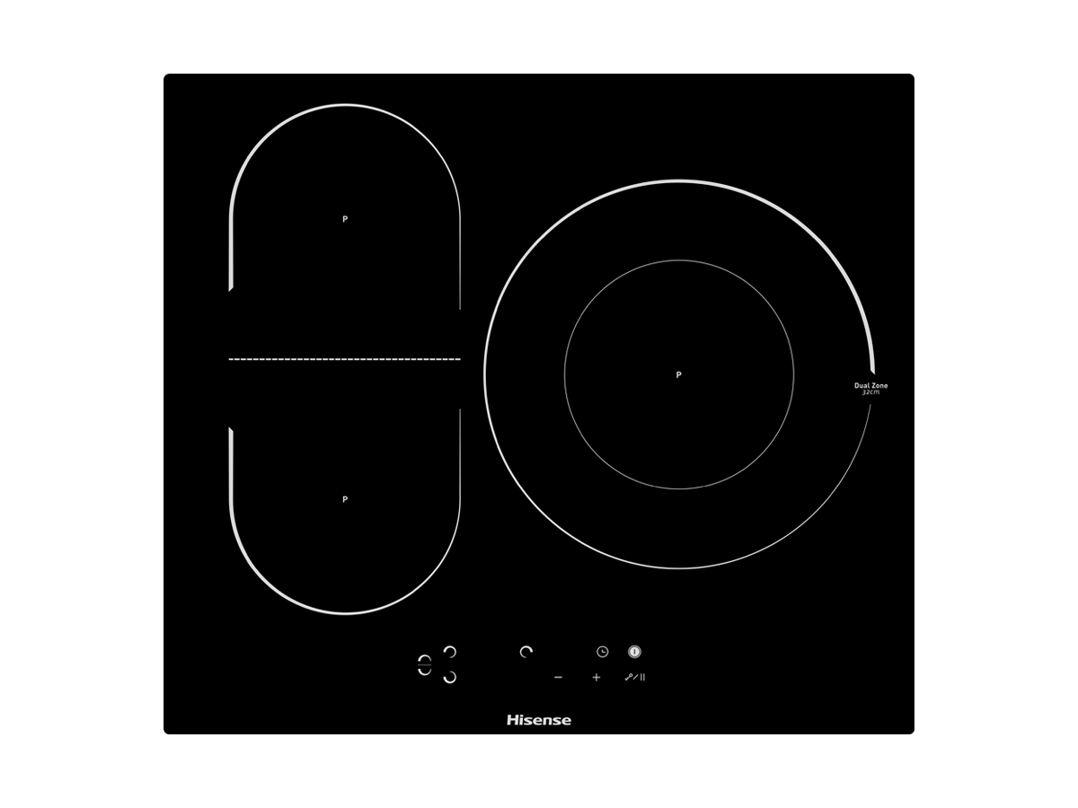 Encimera - Hisense I6337C Negro, Vitrocerámica, Eléctrica, Inducción, 3 zonas, Negro