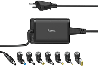 Cargador universal - Hama 00200001, 7 adaptadores, Voltaje de entrada 100 - 240 V, potencia 45W, Negro