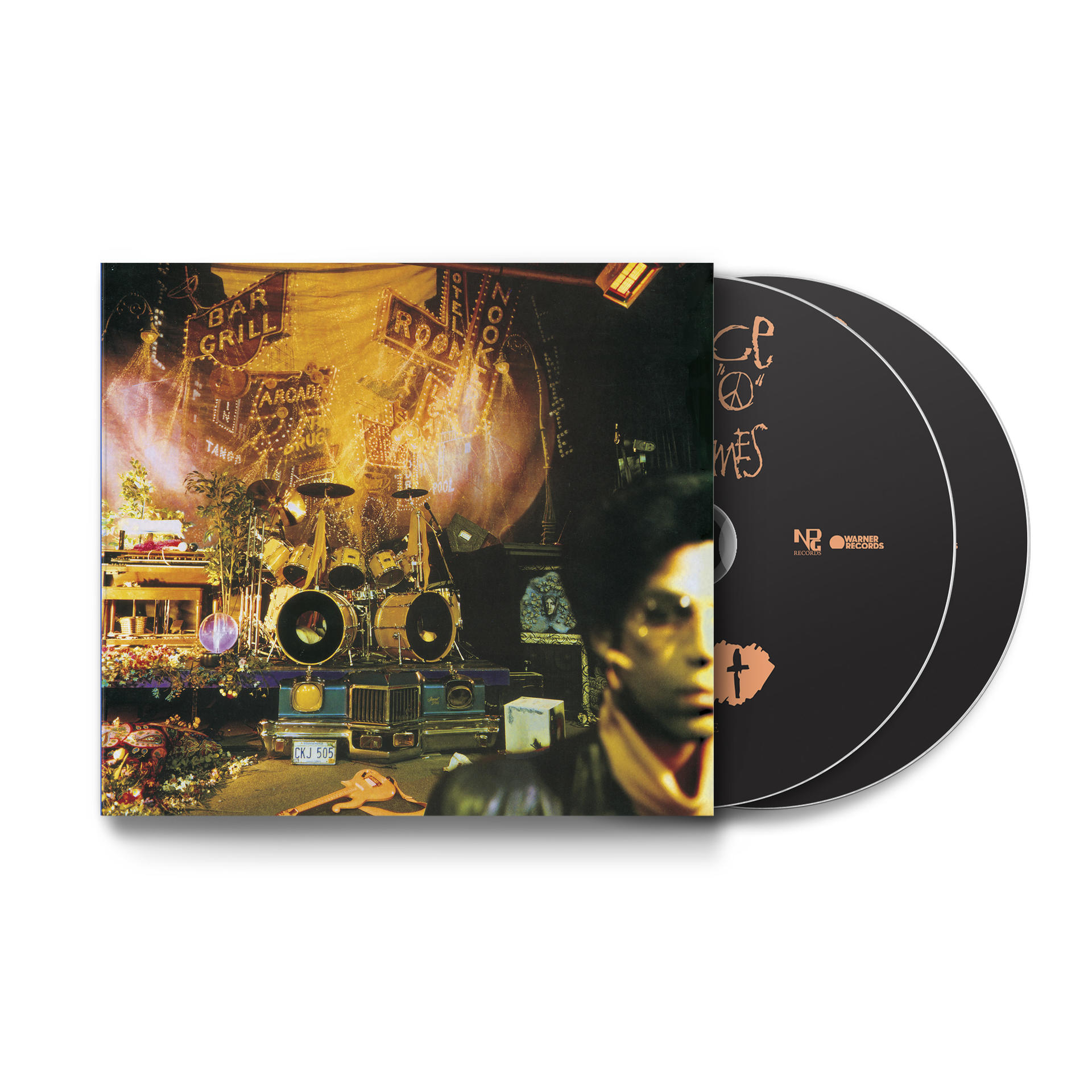 CD cover of a Prince album with photo of Prince and a stage setting. Two CDs are shown.