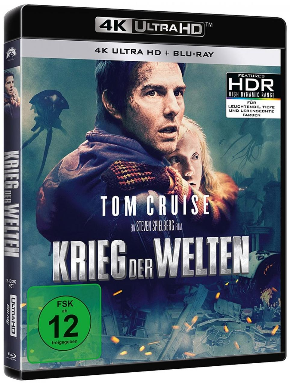 Krieg der Welten 4K Ultra HD Blu-ray-Cover mit Tom Cruise.