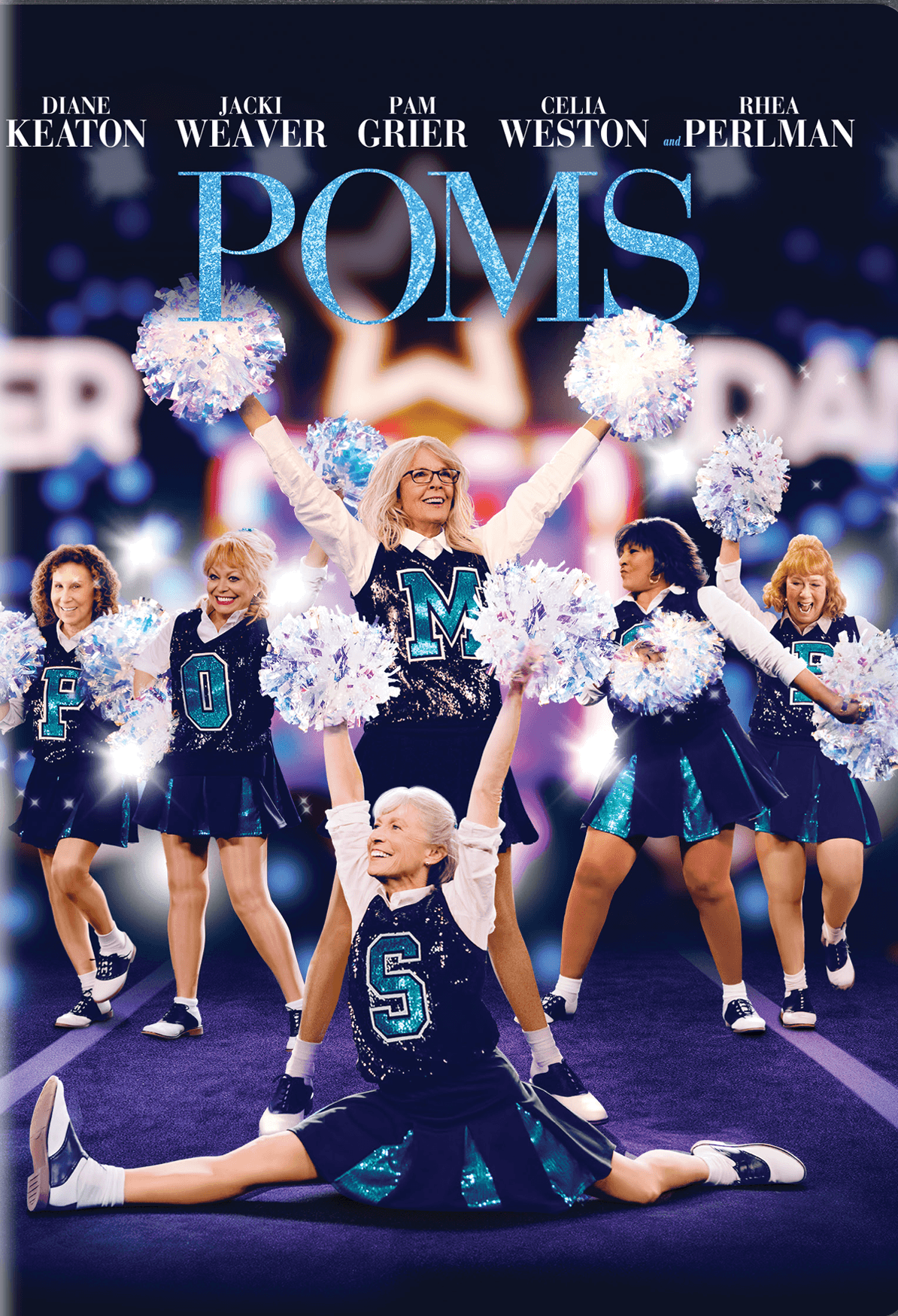 Affiche de film : Cheerleaders en uniforme avec pompons et un titre.