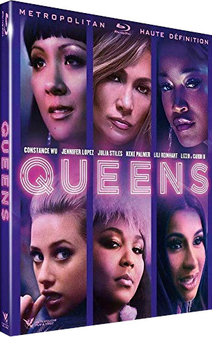 Pochette DVD du film Queens. Six femmes sont présentées sur la couverture devant un fond violet.