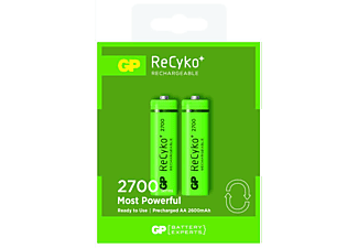 Pilas recargables - GP Batteries ReCyko+, AA, NiMH, 2600 mAh, 1.2V, Verde