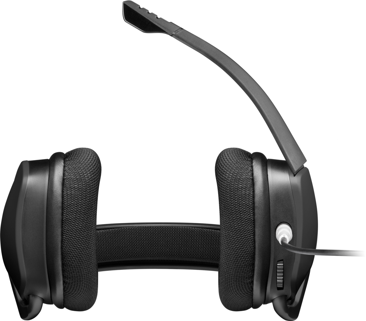 Auriculares para juegos negros con micrófono y control de volumen.