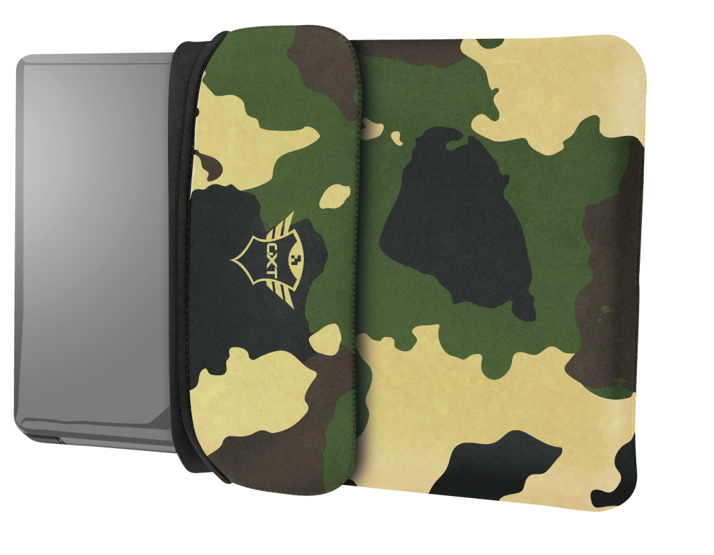 Funda - Trust GXT 1242C Lido, Para portátiles de hasta 15.6", Diseño reversible, Camuflaje