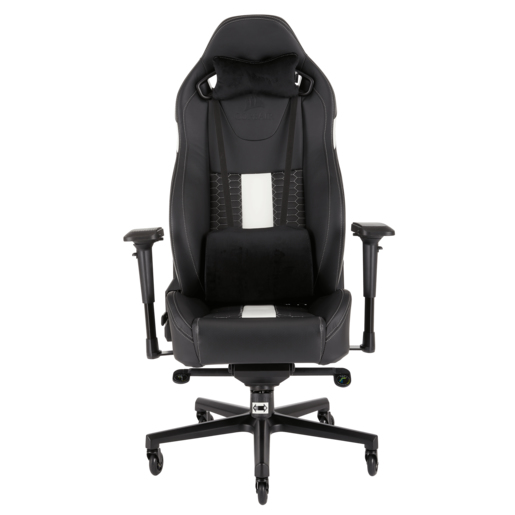 Silla gaming - Corsair T2 Road Warrior, Reposabrazos 4D, Altura ajustable, Negra/Blanca