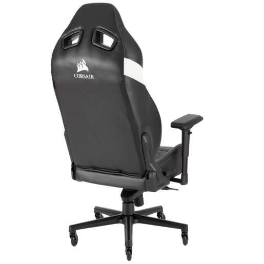 Silla gaming - Corsair T2 Road Warrior, Reposabrazos 4D, Altura ajustable, Negra/Blanca