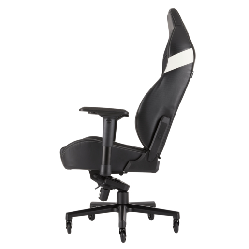 Silla gaming - Corsair T2 Road Warrior, Reposabrazos 4D, Altura ajustable, Negra/Blanca