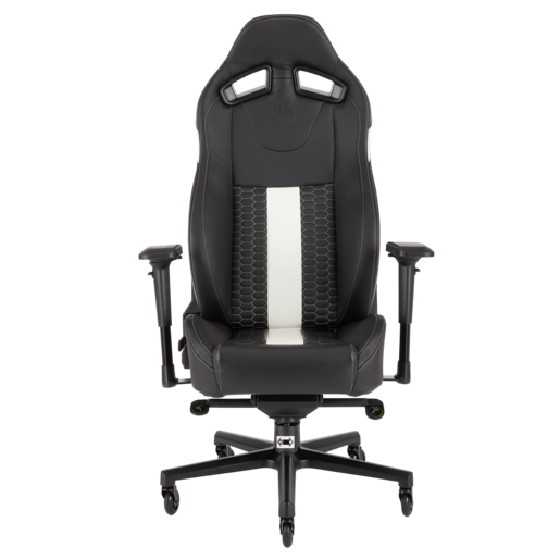 Silla Gaming Corsair t2 road warrior reposabrazos 4d altura ajustable negrablanca de polipiel videojuegos ensamblar giratoria y asiento ancho con reclinador alto blanco elevador gas 4