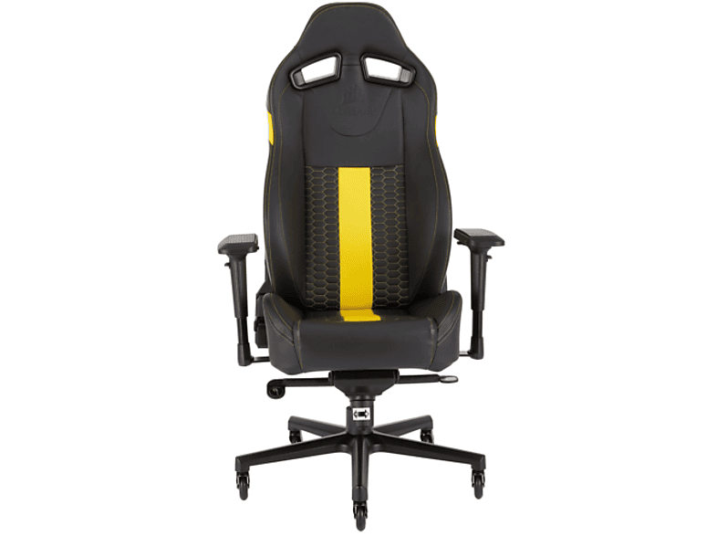Silla Gaming - Corsair T2 Road Warrior, Reposabrazos 4D, Altura ajustable, Negro/Amarillo