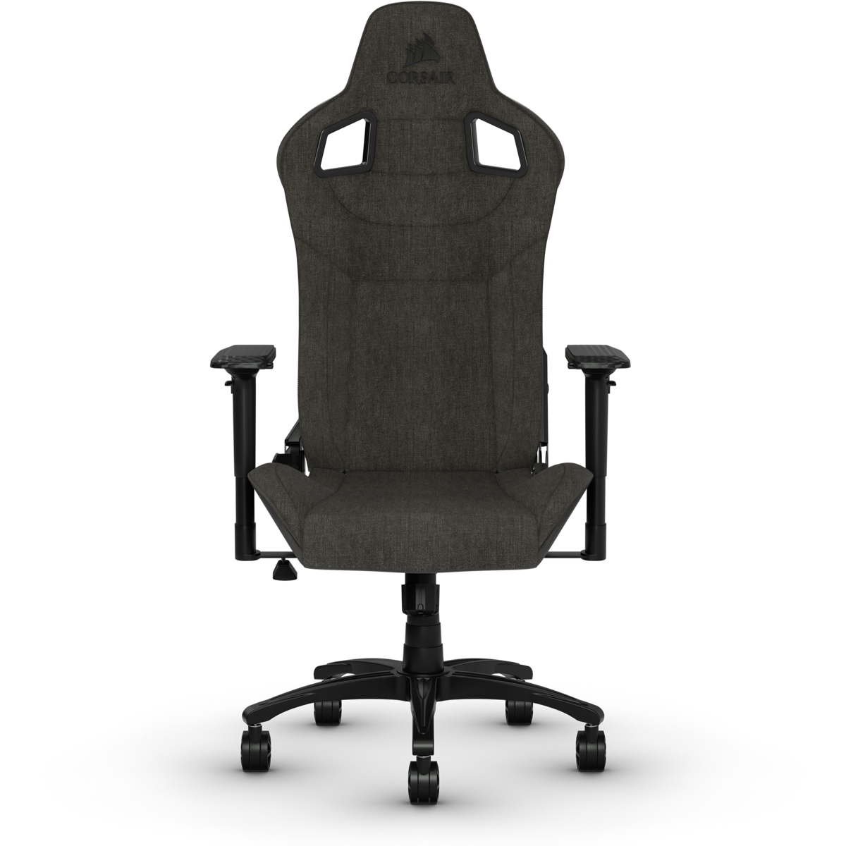 Corsair T3 Rush carbon silla gaming almohada cervical acolchada soporte lumbar altura ajustable negro cf9010029ww para videojuegos de pc asiento tejido exterior tela suave transpirable reposabrazos 4d