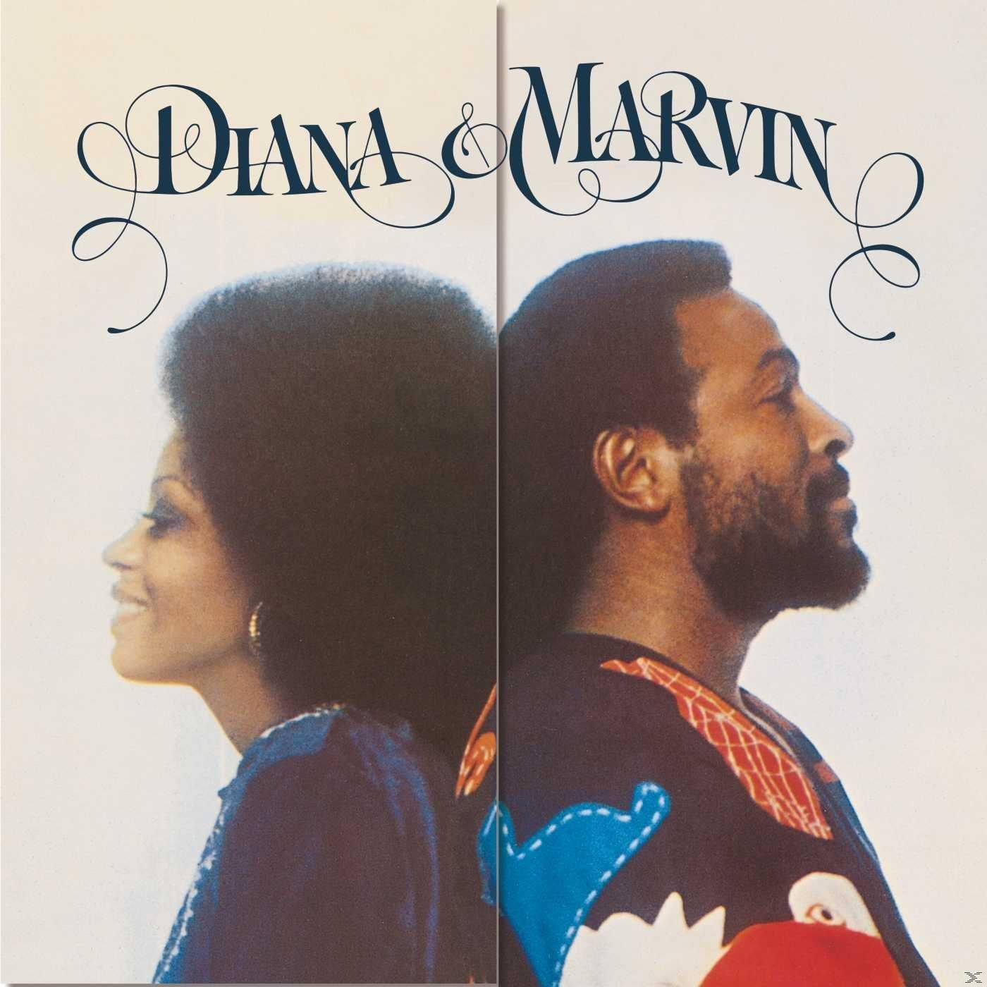 Album borítója Diana Ross és Marvin Gaye-vel, oldalsó profilokkal, kurzív betűkkel.