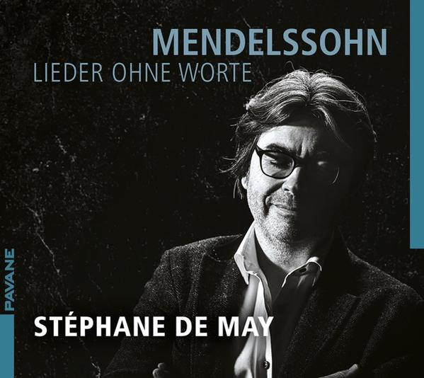 Pochette d'album avec un homme à lunettes, cheveux longs. Texte : Mendelssohn, Lieder Ohne Worte.