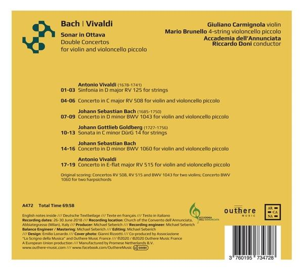 Verso d'un CD avec détails de la composition musicale. Comprend du texte et un logo.