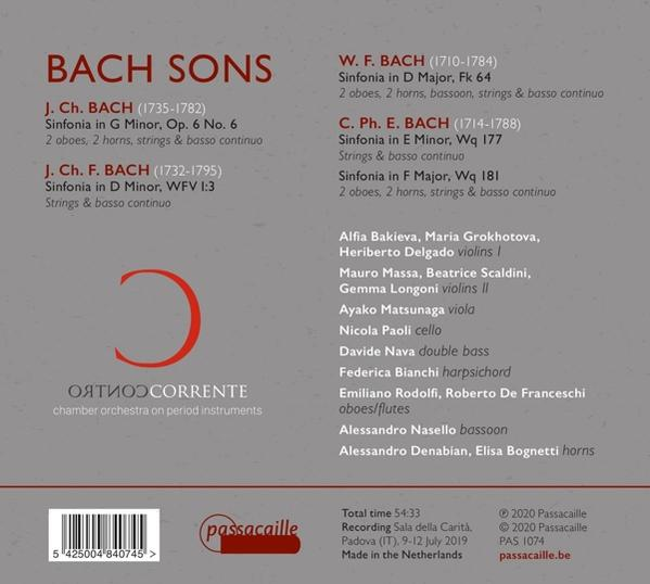 Dos d'un CD avec texte sur Bach Sons et orchestre de chambre.