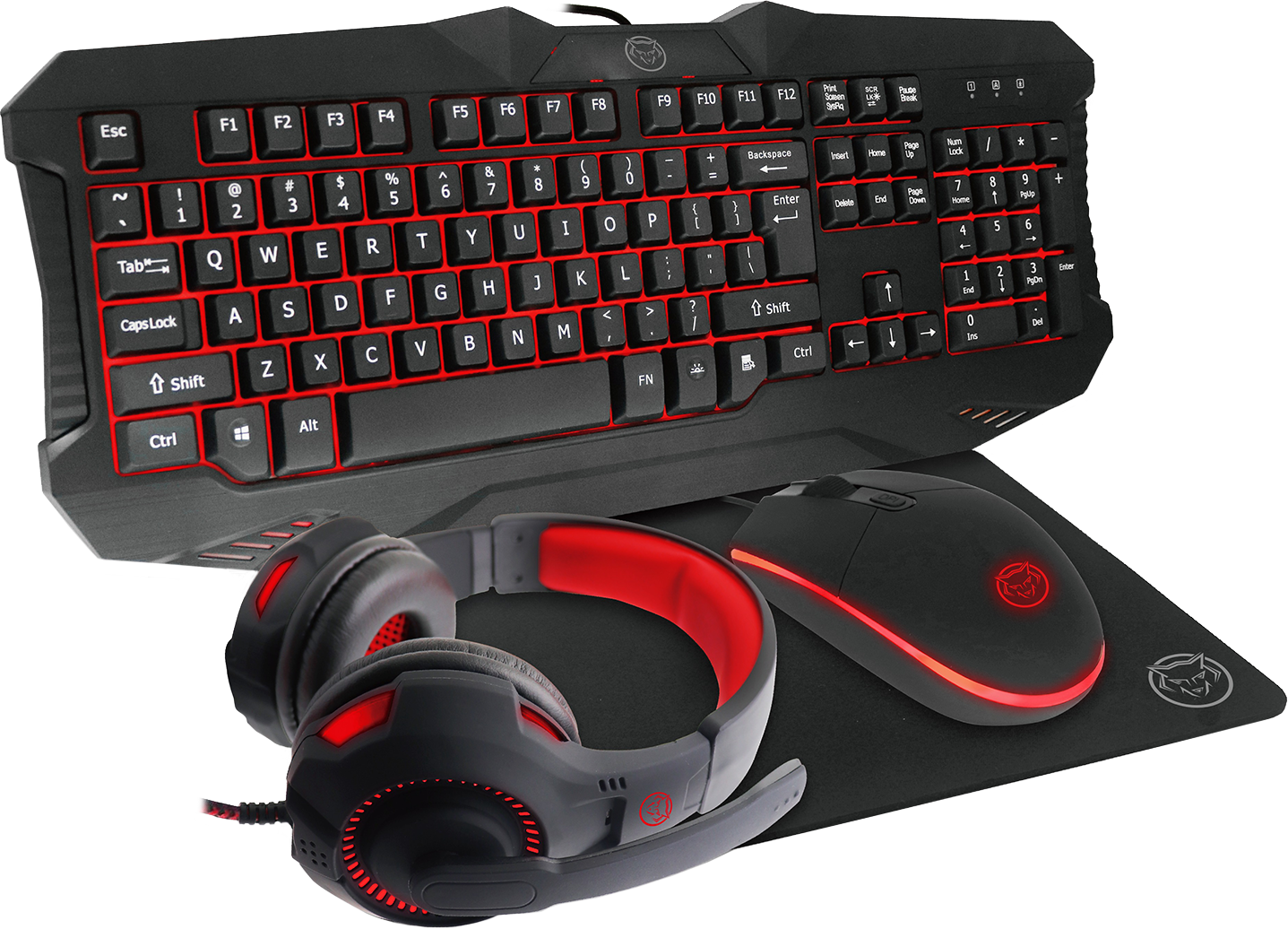 Qware - Gaming Bundel - Keyboard - Muismat- Koptelefoon - Muis - Austin - Qwerty