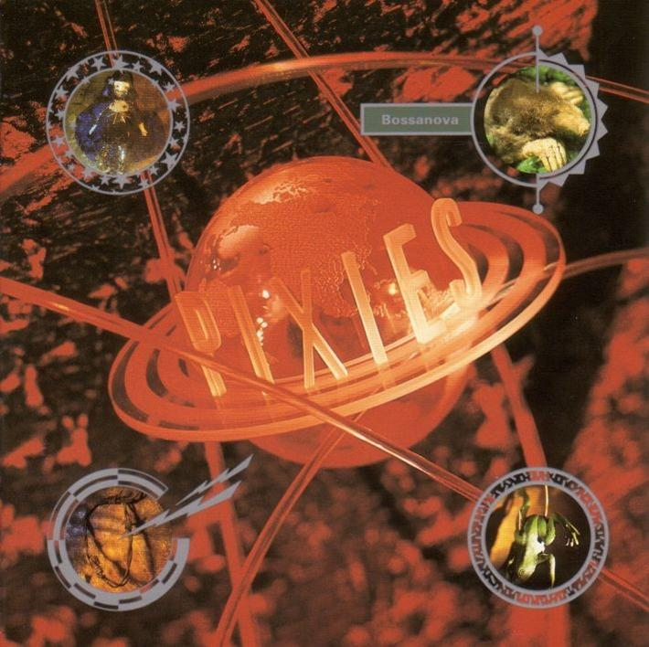 Albumcover: Ein Planet mit dem Namen Pixies. Das Cover ist von Kreisen und Linien umgeben. Bossanova-Text ist sichtbar.