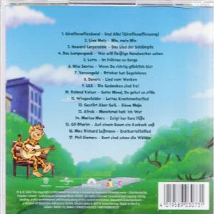 CD-Cover mit Cartoon-Giraffe, die Gitarre spielt, Musik-Trackliste.