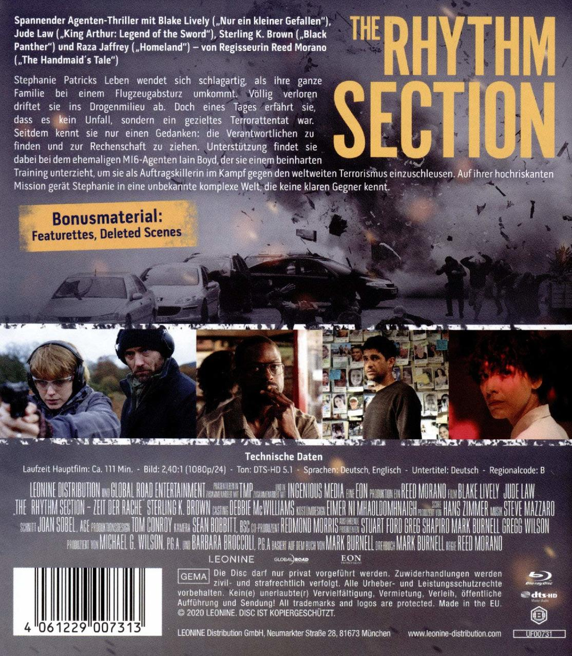 DVD-Hülle mit dem Filmtitel „The Rhythm Section“ und Fotos der Schauspieler.