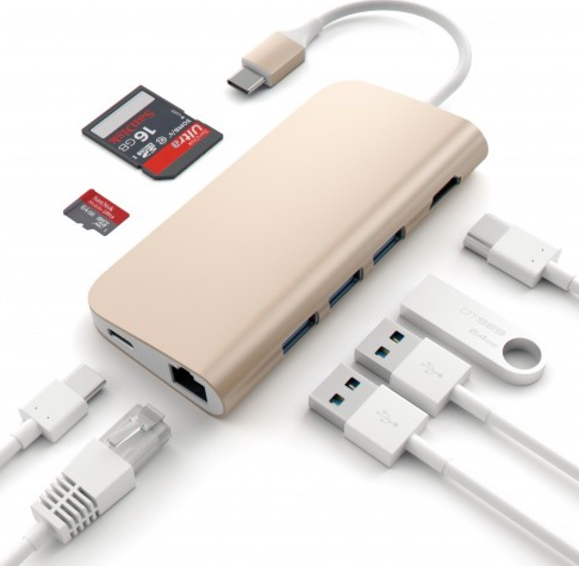 SATECHI ST-TCMAG - USB-C Multiport Hub (Gold/Weiss)