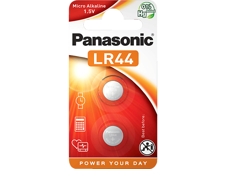 Volt LR44 PANASONIC 1.5 2B120571 Knopfzelle, Alkaline, LR44L/2BP