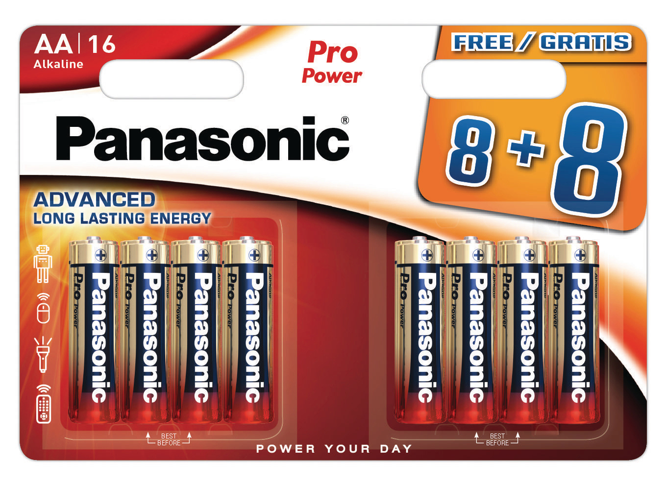 Alkaline PANASONIC Batterie, LR6PPG/8BW AA