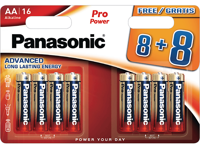 Alkaline PANASONIC Batterie, LR6PPG/8BW AA