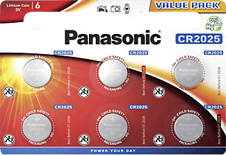PANASONIC CR2025EL/6BP CR2025 Knopfzelle, Lithium Metall, 3 Volt, 165 mAh