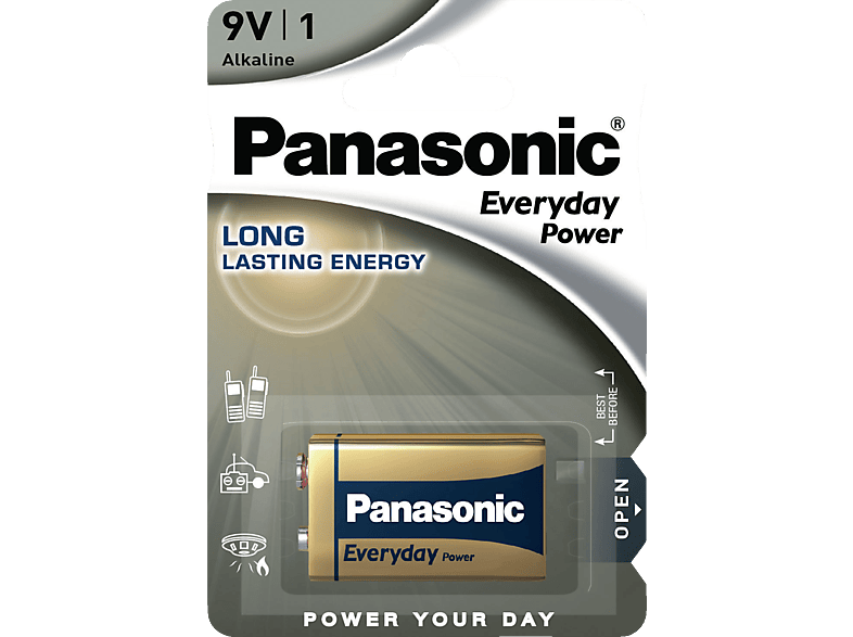 PANASONIC 6LF22EPS/1BP Volt Batterie, Alkaline, 9 Stück 1 E-Block