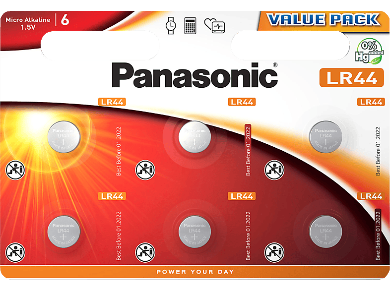 PANASONIC LR44 LR44 Knopfzelle, Volt 1.5 Alkaline