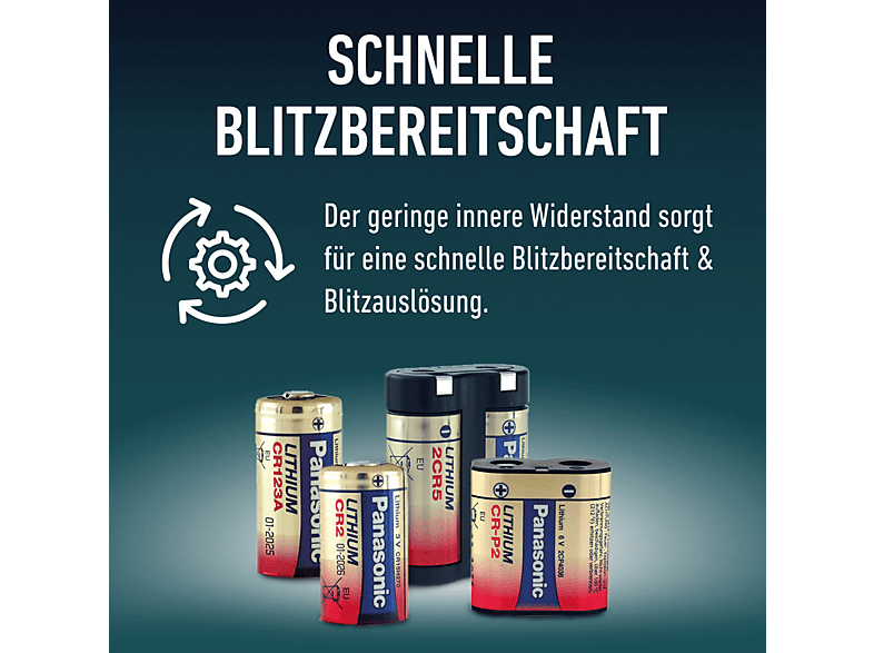 PANASONIC 2B222596 CR123A Batterie, Lithium Metall, 3 Volt