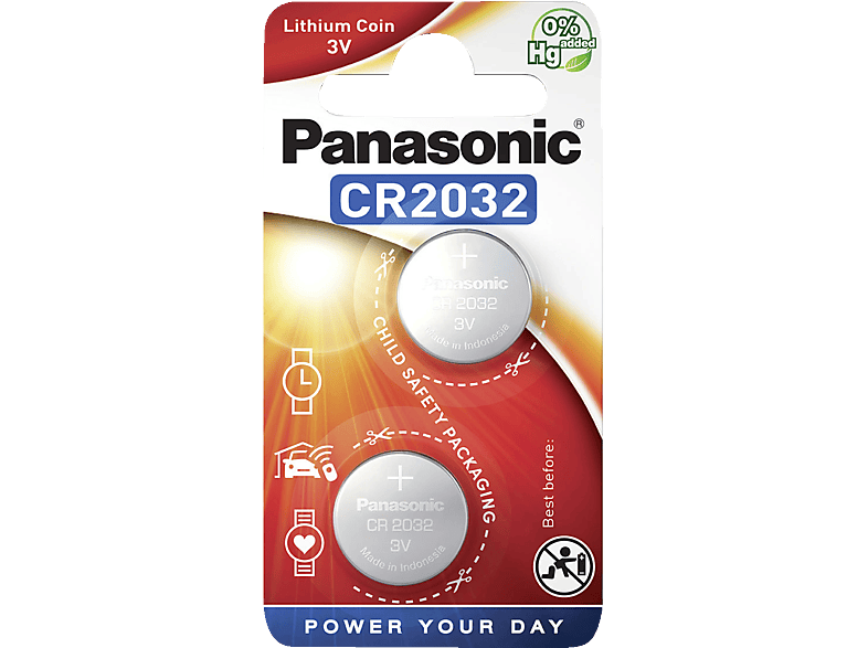 PANASONIC 2B380571 CR2032L/2BP Metall, Lithium CR2032 Knopfzelle, 3 Volt